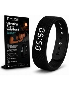 Black Vibrating Alarm Wristband - Silent Wake-Up Wearable